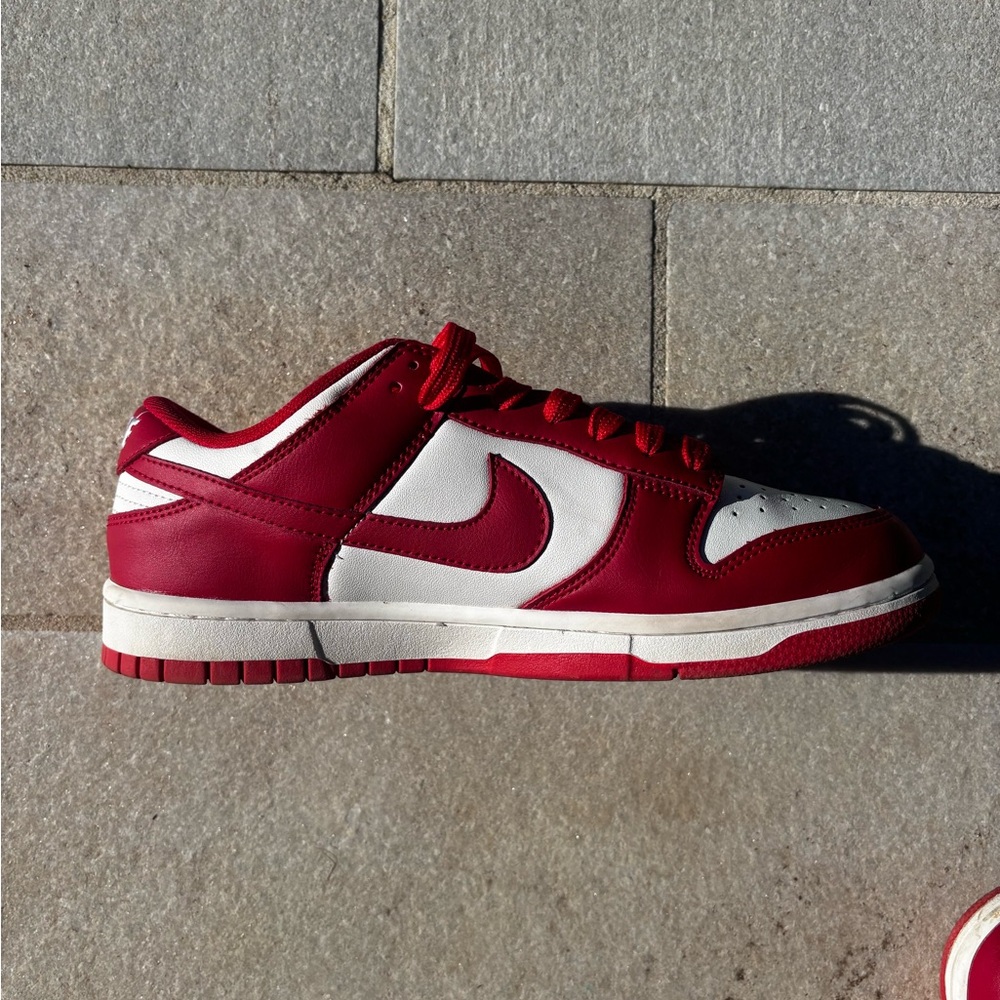 Nike Crimson and White Low-Top Dunks